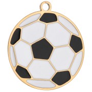 Breloque ballon de football 16mm résine époxy - Acier inox 316 Doré - Blanc - Noir|raw }}