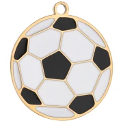 Breloque ballon de football 16mm résine époxy - Acier inox 316 Doré - Blanc - Noir