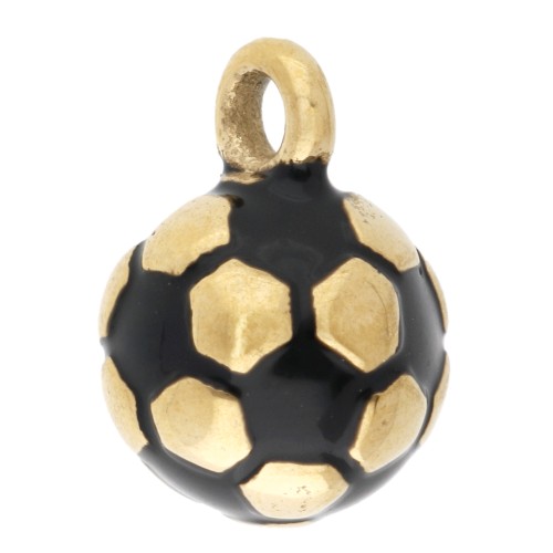 Breloque ballon de football 8 mm résine époxy - Acier inoxydable 304 Doré - Noir