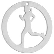 Aucune - Pendentif rond 19 mm - motif joggeuse pour bijou running - Acier inox 316 x1 Pendentif rond 19 mm - motif joggeuse pour bijou running - Acier inox 316 x1