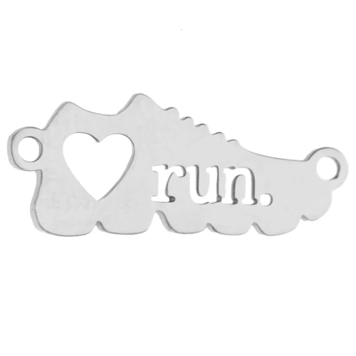 Intercalaire basket 16x6.5 mm gravée run pour bijou running - Acier inox 316 x1