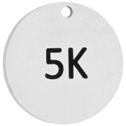 Texte - Breloque ronde 14 mm gravée 5K pour bijou running - Acier inoxydable 316 x1 Breloque ronde 14 mm gravée 5K pour bijou running - Acier inoxydable 316 x1