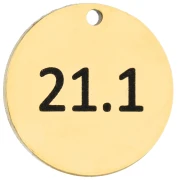 Breloque ronde 14 mm gravée 21.1 - Semi marathon 21,1km - Acier inox 316 Doré x1