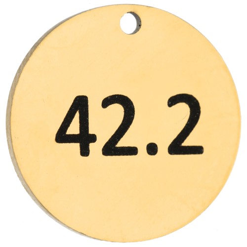 Breloque ronde 14 mm gravée 42.2 - Marathon 42,2km Acier inoxydable 316 Doré x1