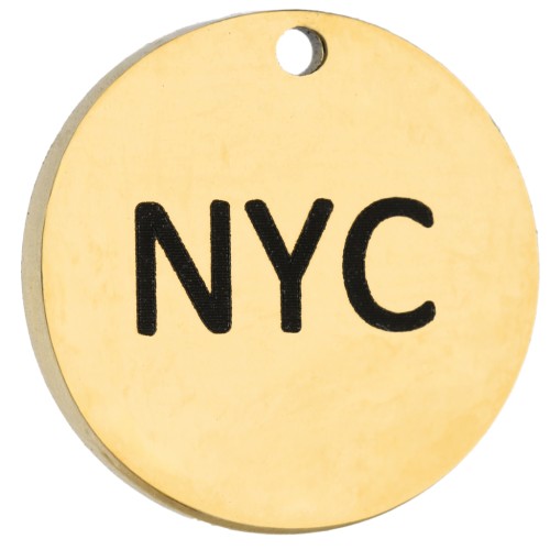 Breloque ronde 14 mm gravée NYC - Marathon New York - Acier inox 316 Doré x1