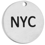 Texte - Breloque ronde 14 mm gravée NYC - Marathon New York - Acier inoxydable 316 x1 Breloque ronde 14 mm gravée NYC - Marathon New York - Acier inoxydable 316 x1