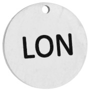 Texte - Breloque ronde 14 mm gravée LON - Marathon Londres - Acier inoxydable 316 x1 Breloque ronde 14 mm gravée LON - Marathon Londres - Acier inoxydable 316 x1