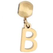Perle stoppeur 5 mm avec breloque lettre B - Acier inoxydable 304 Doré x1