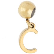 Perle stoppeur 5 mm avec breloque lettre C - Acier inoxydable 304 Doré x1