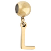 Perle stoppeur 5 mm avec breloque lettre L - Acier inoxydable 304 Doré x1