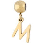M - Perle stoppeur 5 mm avec breloque lettre M - Acier inoxydable 304 Doré x1 Perle stoppeur 5 mm avec breloque lettre M - Acier inoxydable 304 Doré x1