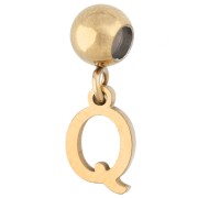 Perle stoppeur 5 mm avec breloque lettre Q - Acier inoxydable 304 Doré x1