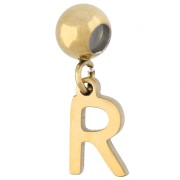 R - Perle stoppeur 5 mm avec breloque lettre R - Acier inoxydable 304 Doré x1 Perle stoppeur 5 mm avec breloque lettre R - Acier inoxydable 304 Doré x1