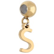 S - Perle stoppeur 5 mm avec breloque lettre S - Acier inoxydable 304 Doré x1 Perle stoppeur 5 mm avec breloque lettre S - Acier inoxydable 304 Doré x1