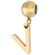 V - Perle stoppeur 5 mm avec breloque lettre V - Acier inoxydable 304 Doré x1 Perle stoppeur 5 mm avec breloque lettre V - Acier inoxydable 304 Doré x1