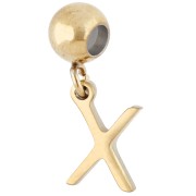 X - Perle stoppeur 5 mm avec breloque lettre X - Acier inoxydable 304 Doré x1 Perle stoppeur 5 mm avec breloque lettre X - Acier inoxydable 304 Doré x1