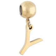 Y - Perle stoppeur 5 mm avec breloque lettre Y - Acier inoxydable 304 Doré x1 Perle stoppeur 5 mm avec breloque lettre Y - Acier inoxydable 304 Doré x1