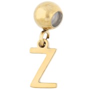 Z - Perle stoppeur 5 mm avec breloque lettre Z - Acier inoxydable 304 Doré x1 Perle stoppeur 5 mm avec breloque lettre Z - Acier inoxydable 304 Doré x1
