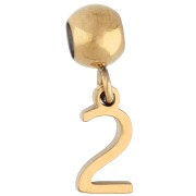 Chiffre - Perle stoppeur 5 mm avec breloque chiffre 2 - Acier inoxydable 304 Doré x1 Perle stoppeur 5 mm avec breloque chiffre 2 - Acier inoxydable 304 Doré x1