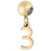 Chiffre - Perle stoppeur 5 mm avec breloque chiffre 3 - Acier inoxydable 304 Doré x1 Perle stoppeur 5 mm avec breloque chiffre 3 - Acier inoxydable 304 Doré x1
