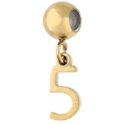 Chiffre - Perle stoppeur 5 mm avec breloque chiffre 5 - Acier inoxydable 304 Doré x1 Perle stoppeur 5 mm avec breloque chiffre 5 - Acier inoxydable 304 Doré x1