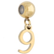 Chiffre - Perle stoppeur 5 mm avec breloque chiffre 9 - Acier inoxydable 304 Doré x1 Perle stoppeur 5 mm avec breloque chiffre 9 - Acier inoxydable 304 Doré x1