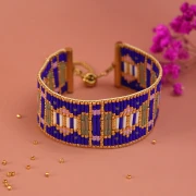 Mes bijoux DIY - Kit bracelet Miyuki au metier à tisser avec perles bugles -Bleu