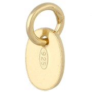 Breloque marquée 925 médaille ovale anneau fermé 9 mm - Argent 925 Doré or fin x1|raw }}