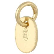 Breloque marquée 925 médaille ovale anneau fermé 9 mm - Argent 925 Doré or fin x1
