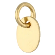 Breloque marquée 925 médaille ovale anneau fermé 9 mm - Argent 925 Doré or fin x1