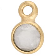 Quartz rose - Breloque ronde facettée 5 mm - Plaqué or 3 microns - Quartz Rose x1 Breloque ronde facettée 5 mm - Plaqué or 3 microns - Quartz Rose x1
