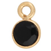 Breloque ronde facettée 5 mm - Plaqué or 3 microns - Black Onyx x1