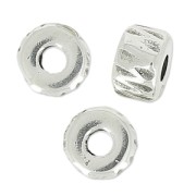 Rondelles striées en métal 5x3 mm Placage Argent fin vieilli x10