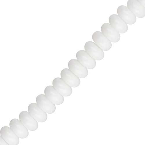 Perles rondelles - Heishi en verre 6x3 mm - Blanc x38cm