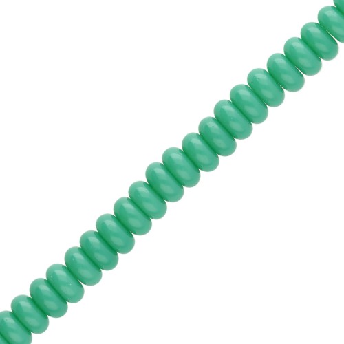 Perles rondelles - Heishi en verre 6x3 mm - Vert x38cm
