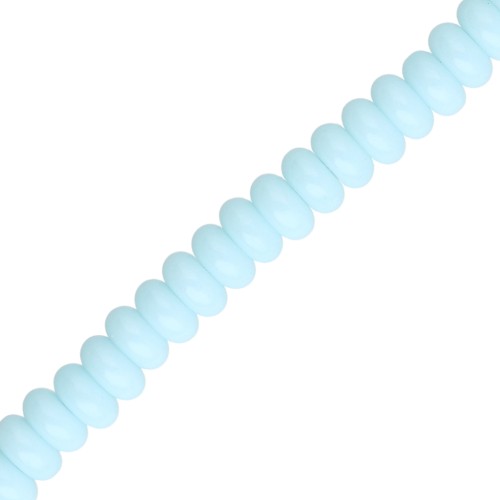 Perles rondelles - Heishi en verre 6x3 mm - Bleu clair x38cm
