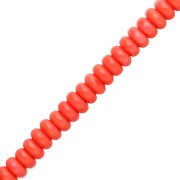 Perles rondelles - Heishi en verre 6x3 mm - Corail x38cm