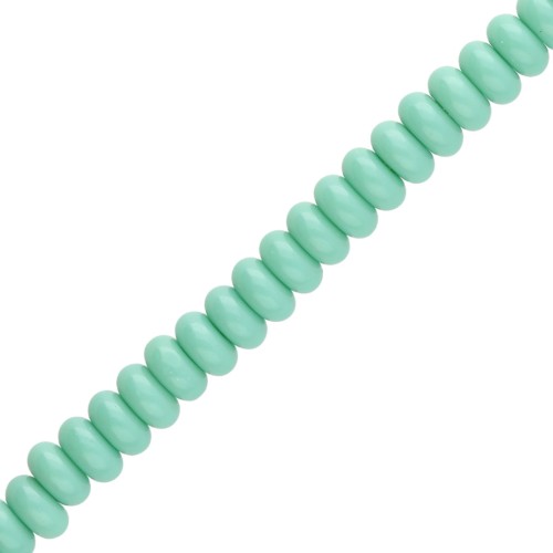 Perles rondelles - Heishi en verre 6x3 mm - Vert turquoise x38cm