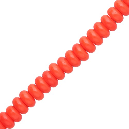 Perles rondelles - Heishi en verre 6x3 mm - Orange foncé x38cm