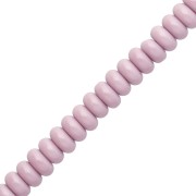 Perles rondelles - Heishi en verre 6x3 mm - Lilas x38cm