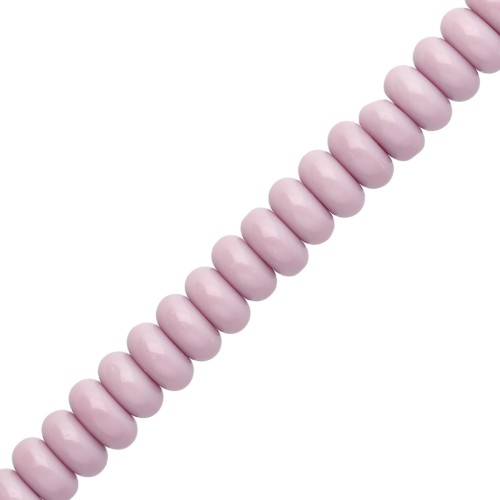 Perles rondelles - Heishi en verre 6x3 mm - Lilas x38cm
