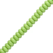 Perles rondelles - Heishi en verre 6x3 mm - Vert prairie x38cm