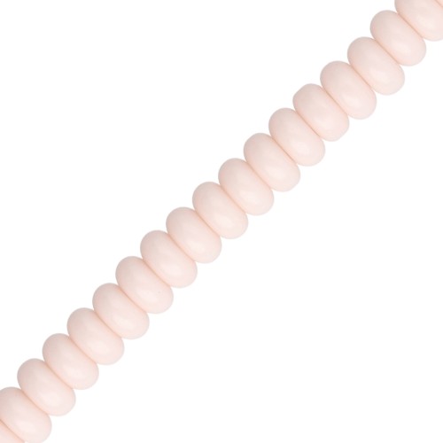 Perles rondelles - Heishi en verre 6x3 mm - Nude x38cm