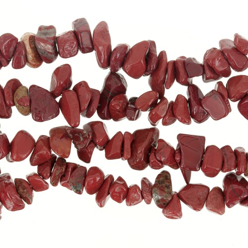 Perles chips 8 - 11 mm en pierre gemme - Jaspe Rouge x80cm