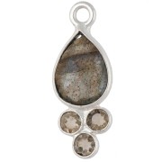 Pendentif goutte 18x7mm pierre gemme Placage Argent fin - Labradorite et Citrine