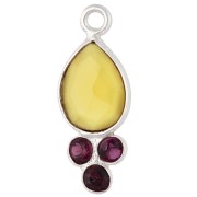 Grenat - Pendentif goutte 18x7mm pierre gemme Placage Argent fin Calcédoine Jaune & Grenat Pendentif goutte 18x7mm pierre gemme Placage Argent fin Calcédoine Jaune & Grenat