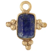 Breloque rectangle facettée 13x11 mm pierre gemme - Doré à l'or fin - Lapis lazuli