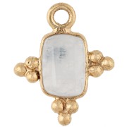 Pierre de lune - Breloque rectangle facettée 13x11 mm pierre gemme Doré à l'or fin - Pierre de lune Breloque rectangle facettée 13x11 mm pierre gemme Doré à l'or fin - Pierre de lune