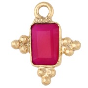 Calcédoine Rose - Breloque rectangle facettée 13x11mm pierre gemme Doré à l'or fin - Calcédoine Rose Breloque rectangle facettée 13x11mm pierre gemme Doré à l'or fin - Calcédoine Rose
