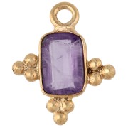 Amethyste - Breloque rectangle facettée 13x11 mm pierre gemme - Doré à l'or fin - Amethyste Breloque rectangle facettée 13x11 mm pierre gemme - Doré à l'or fin - Amethyste